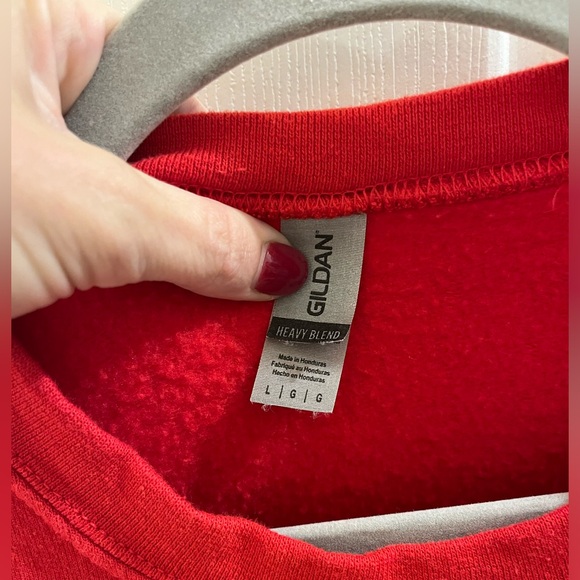 Large rose embroidered crimson red custom sweatshirt gildan heavy blend - Picture 4 of 4